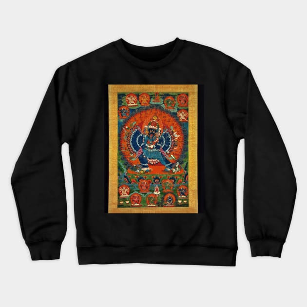 Yamantaka Tibetan Buddhist Deity Thangka Reproduction Crewneck Sweatshirt by TammyWinandArt